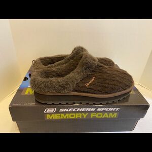 Skechers slippers brown fur hard soles size 10 Y2K Platform Knit Shoes